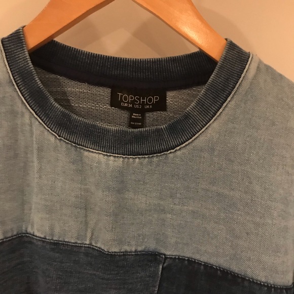 EUC Topshop |Denim Patchwork Sweatshirt - Picture 5 of 6